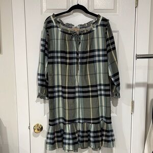 Burberry Plaid Tie-Neck Dress